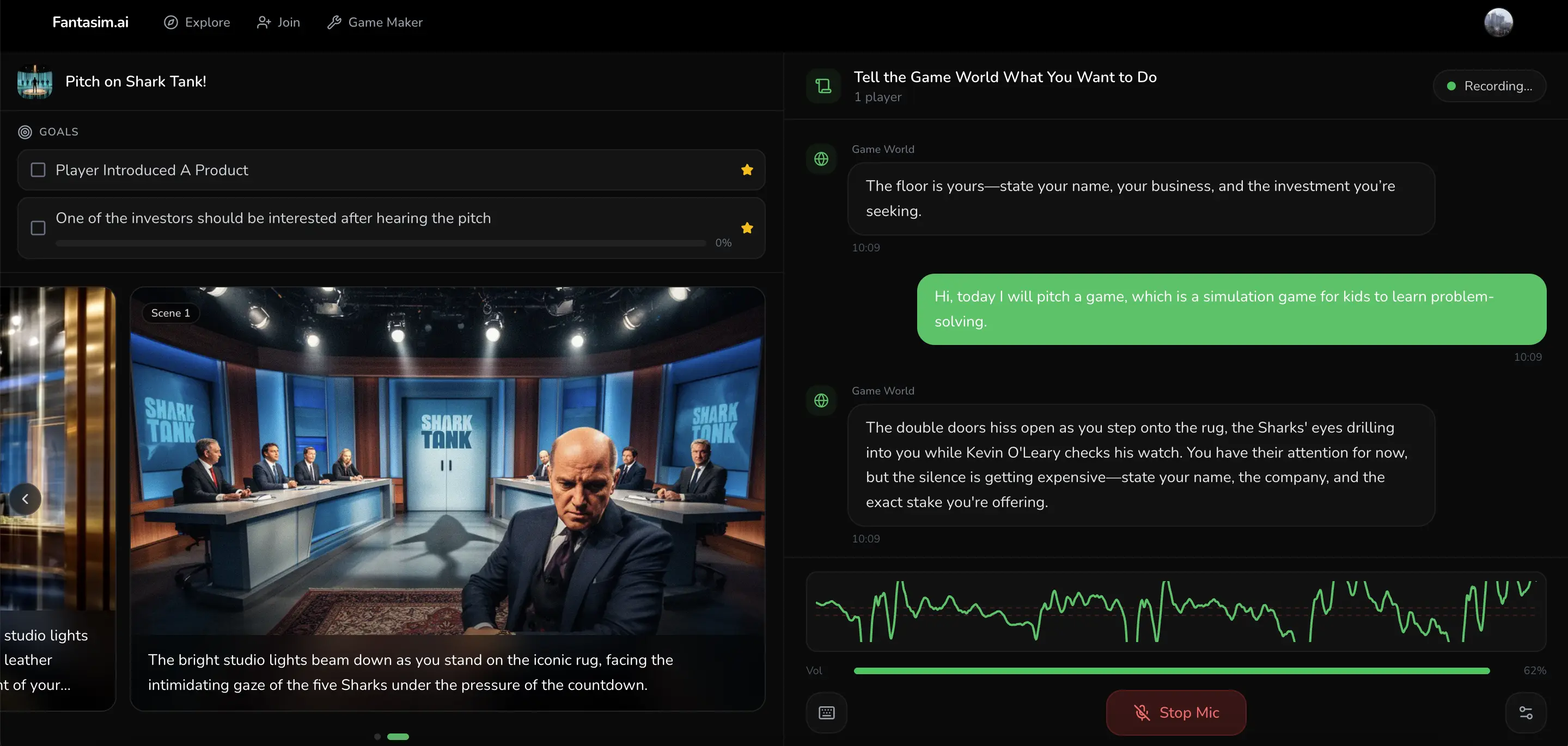 Fantasim.ai gameplay — an AI simulation in action
